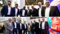 Celebrating the agreements - top picture with Austrian Airlines and bottom picture with Air Dolomiti. Credit: Embraer