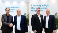 (Left Picture): TESTFUCHS' Thomas Koppensteiner (L) and HAECO’s Gerald Steinhoff (R). (Right Picture): Bauer’s Michael Auletta (L) and HAECO’s Gerald Steinhoff (R).